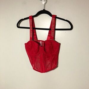 Juicy Couture y2k red corset bra lace rhinestones 34b